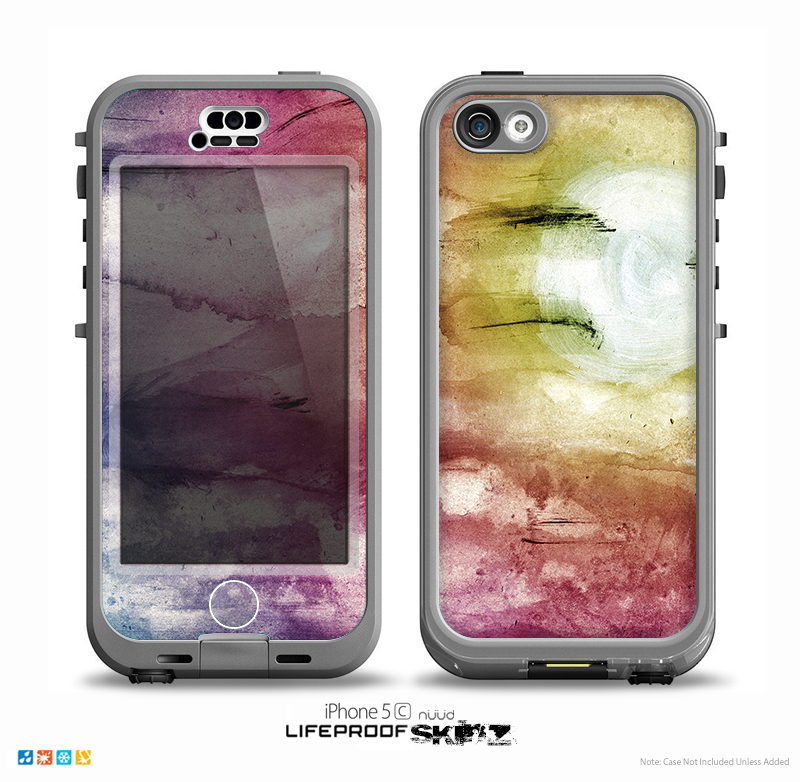 The Pink-Yellow-Blue Grunge Painted Surface Skin for the iPhone 5c nüüd LifeProof Case