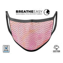 The Pink Abstract Watercolor Sparkling Chevron  - Made in USA Mouth Cover Unisex Anti-Dust Cotton Blend Reusable & Washable Face Mask with Adjustable Sizing for Adult or Child