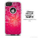 The Pink Abstract White Branches Skin For The iPhone 4-4s or 5-5s Otterbox Commuter Case