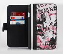 The Pink & Black Abstract Fashion Poster Ink-Fuzed Leather Folding Wallet Credit-Card Case for the Apple iPhone 6/6s, 6/6s Plus, 5/5s and 5c