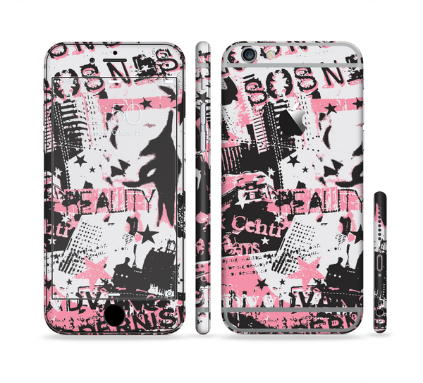 The Pink & Black Abstract Fashion Poster Sectioned Skin Series for the Apple iPhone 6