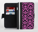 The Pink & Black Delicate Pattern Ink-Fuzed Leather Folding Wallet Credit-Card Case for the Apple iPhone 6/6s, 6/6s Plus, 5/5s and 5c