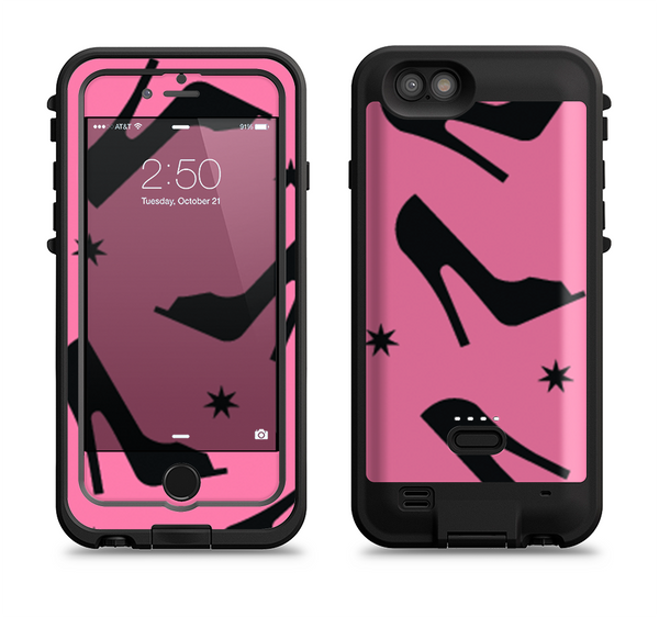 The Pink & Black High-Heel Pattern V12 Apple iPhone 6/6s LifeProof Fre POWER Case Skin Set
