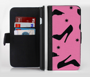 The Pink & Black High-Heel Pattern V12 Ink-Fuzed Leather Folding Wallet Credit-Card Case for the Apple iPhone 6/6s, 6/6s Plus, 5/5s and 5c