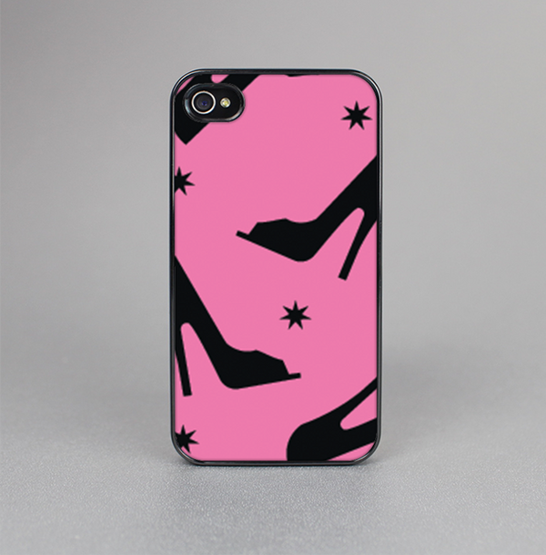 The Pink & Black High-Heel Pattern V12 Skin-Sert for the Apple iPhone 4-4s Skin-Sert Case