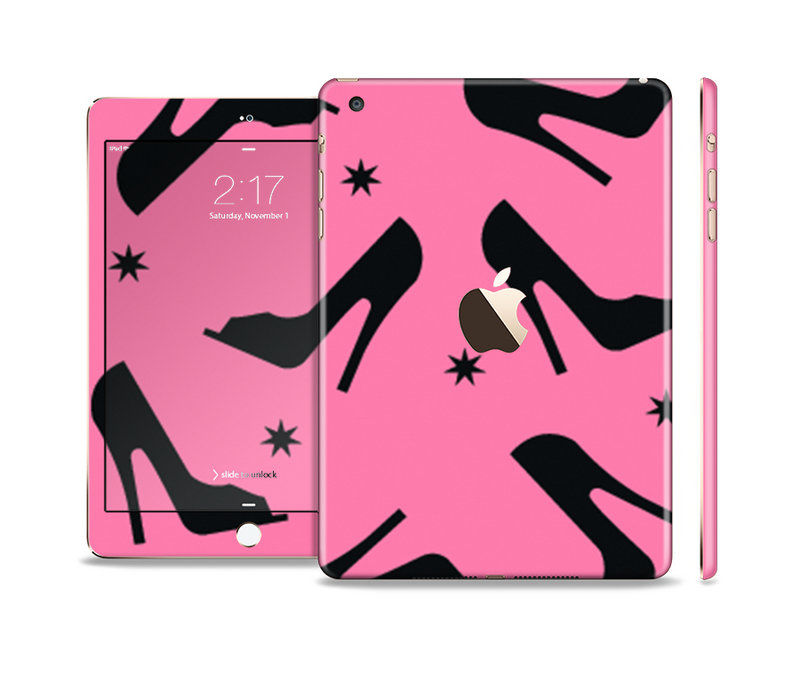 The Pink & Black High-Heel Pattern V12 Full Body Skin Set for the Apple iPad Mini 3