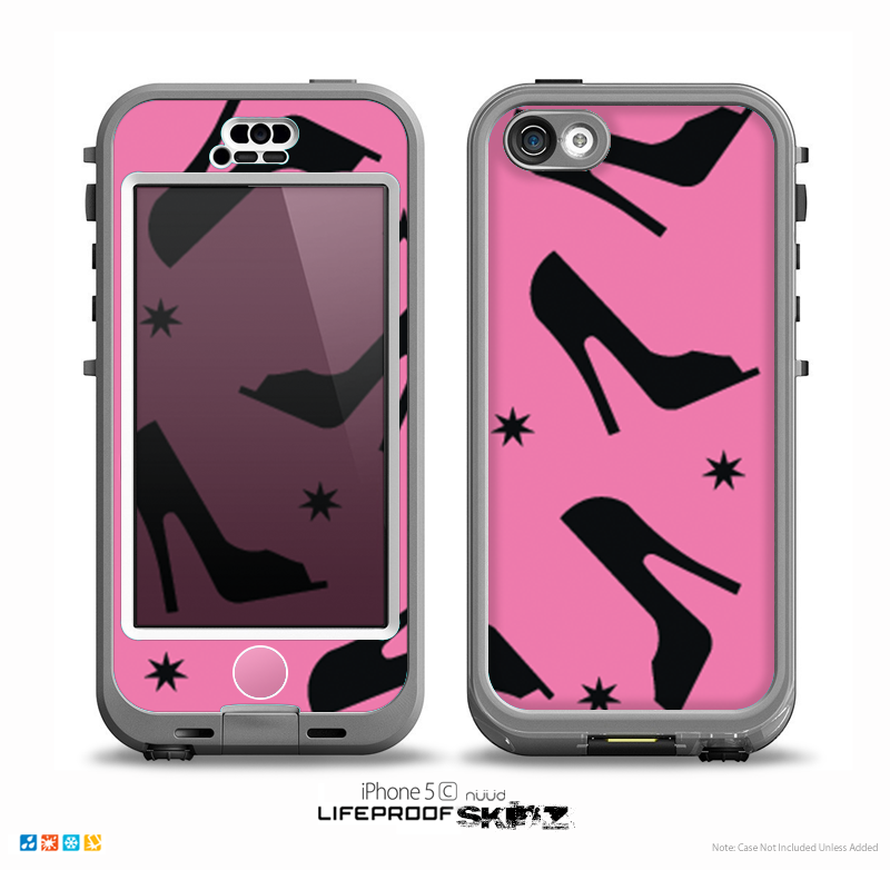 The Pink & Black High-Heel Pattern V12 Skin for the iPhone 5c nüüd LifeProof Case