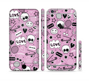 The Pink & Black Love Skulls Pattern V3 Sectioned Skin Series for the Apple iPhone 6s Plus