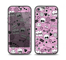 The Pink & Black Love Skulls Pattern V3 Skin Set for the iPhone 5-5s Skech Glow Case