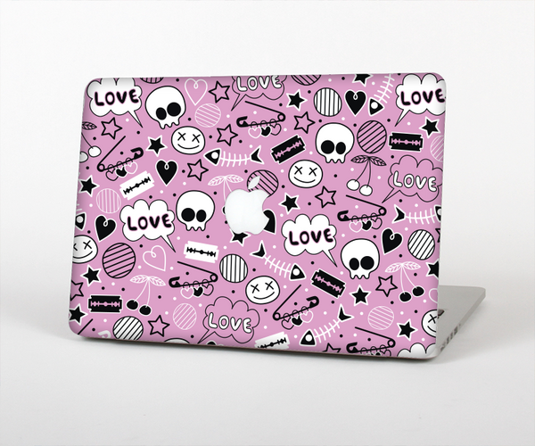 The Pink & Black Love Skulls Pattern V3 Skin for the Apple MacBook Pro Retina 15"