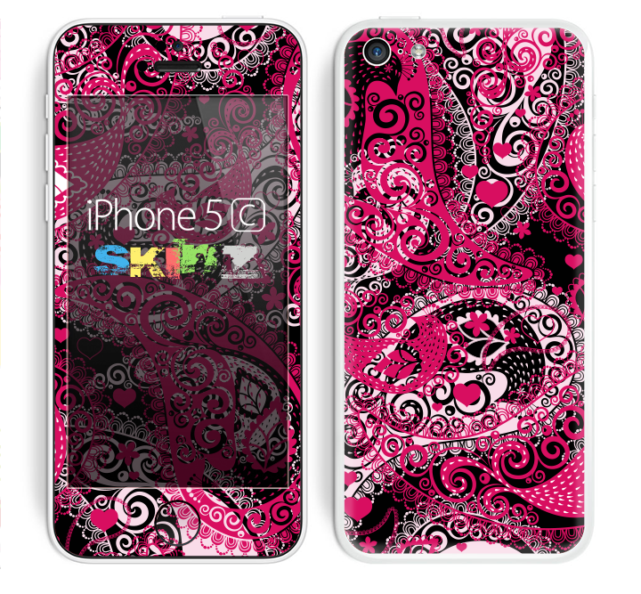 The Pink & Black Paisley Pattern V421 Skin for the Apple iPhone 5c