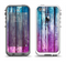The Pink & Blue Dyed Wood Apple iPhone 5-5s LifeProof Fre Case Skin Set