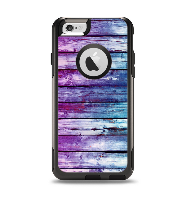 The Pink & Blue Dyed Wood Apple iPhone 6 Otterbox Commuter Case Skin Set