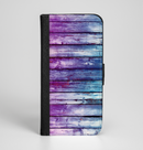 The Pink & Blue Dyed Wood Ink-Fuzed Leather Folding Wallet Case for the iPhone 6/6s, 6/6s Plus, 5/5s and 5c