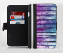 The Pink & Blue Dyed Wood Ink-Fuzed Leather Folding Wallet Credit-Card Case for the Apple iPhone 6/6s, 6/6s Plus, 5/5s and 5c