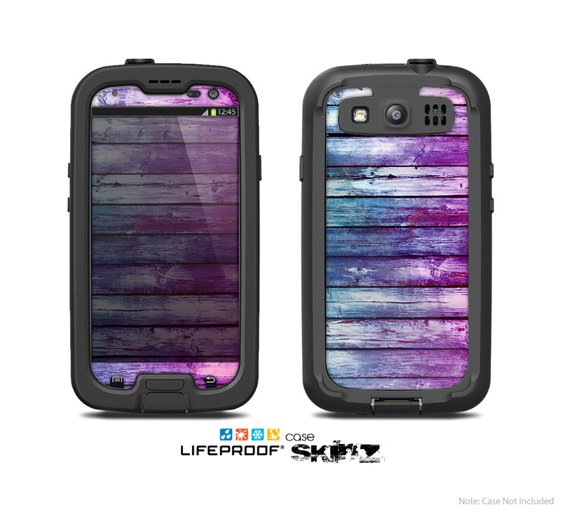 The Pink & Blue Dyed Wood Skin For The Samsung Galaxy S3 LifeProof Case