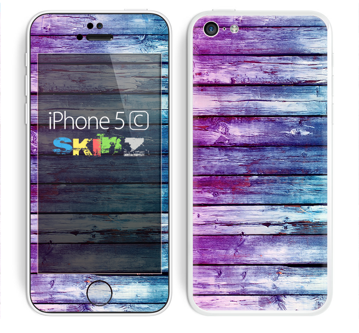 The Pink & Blue Dyed Wood Skin for the Apple iPhone 5c