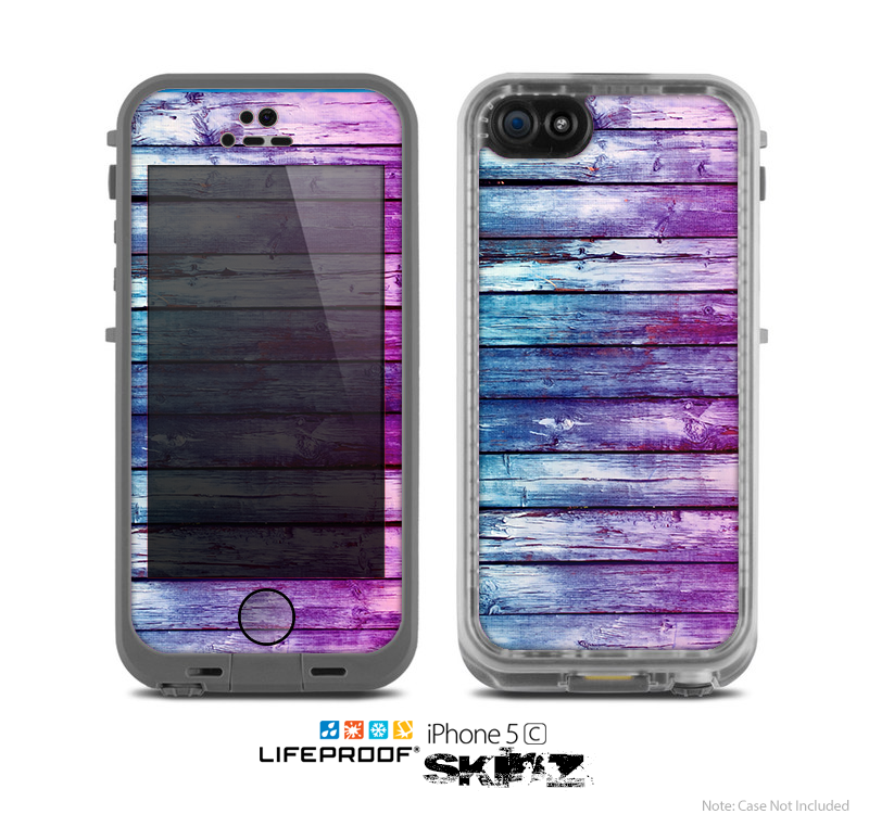 The Pink & Blue Dyed Wood Skin for the Apple iPhone 5c LifeProof Case