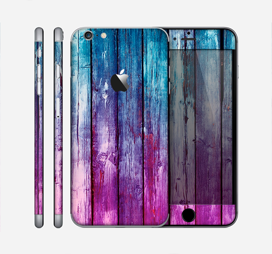 The Pink & Blue Dyed Wood Skin for the Apple iPhone 6 Plus