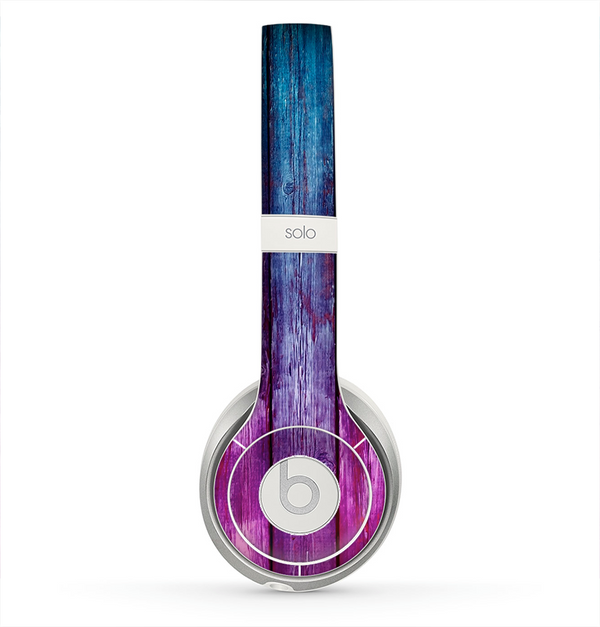 The Pink & Blue Dyed Wood Skin for the Beats by Dre Solo 2 Headphones