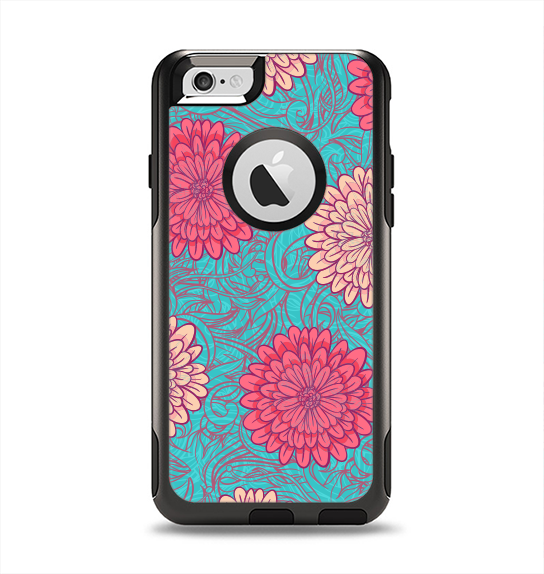 The Pink & Blue Floral Illustration Apple iPhone 6 Otterbox Commuter Case Skin Set