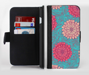The Pink & Blue Floral Illustration Ink-Fuzed Leather Folding Wallet Credit-Card Case for the Apple iPhone 6/6s, 6/6s Plus, 5/5s and 5c