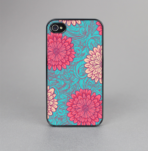 The Pink & Blue Floral Illustration Skin-Sert for the Apple iPhone 4-4s Skin-Sert Case