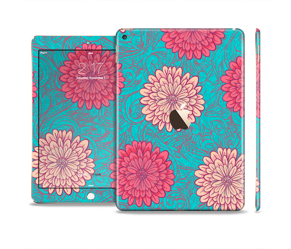 The Pink & Blue Floral Illustration Skin Set for the Apple iPad Pro