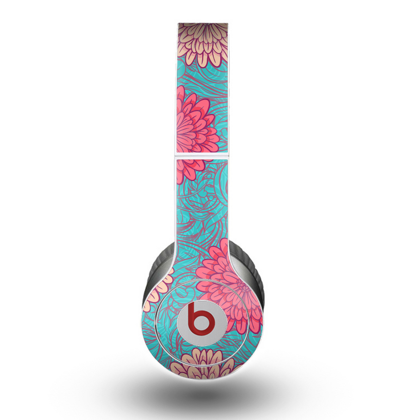 The Pink & Blue Floral Illustration Skin for the Beats by Dre Original Solo-Solo HD Headphones