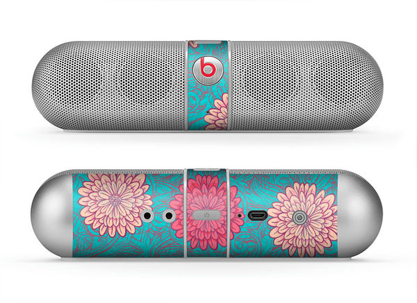 The Pink & Blue Floral Illustration Skin for the Beats by Dre Pill Bluetooth Speaker