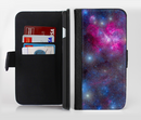 The Pink & Blue Galaxy Ink-Fuzed Leather Folding Wallet Credit-Card Case for the Apple iPhone 6/6s, 6/6s Plus, 5/5s and 5c
