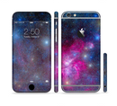 The Pink & Blue Galaxy Sectioned Skin Series for the Apple iPhone 6