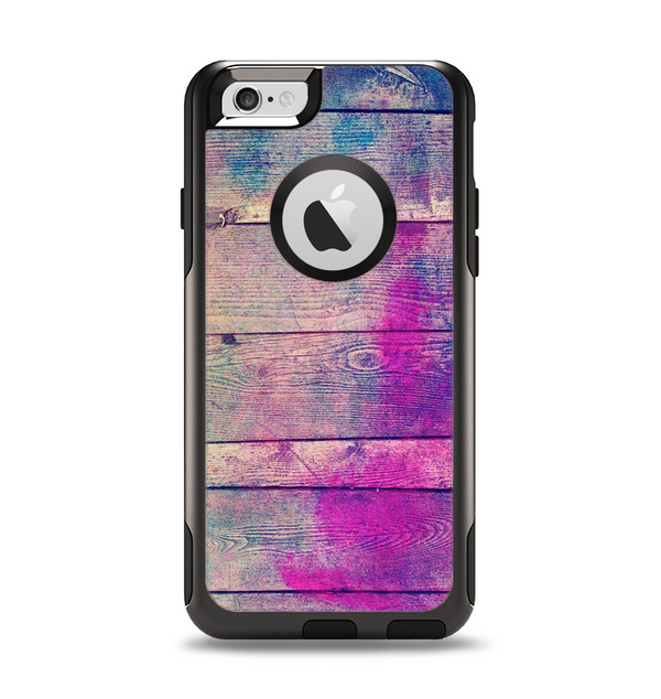 The Pink & Blue Grunge Wood Planks Apple iPhone 6 Otterbox Commuter Case Skin Set