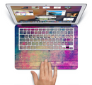 The Pink & Blue Grunge Wood Planks Skin Set for the Apple MacBook Pro 15" with Retina Display