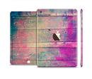 The Pink & Blue Grunge Wood Planks Full Body Skin Set for the Apple iPad Mini 3