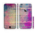 The Pink & Blue Grunge Wood Planks Sectioned Skin Series for the Apple iPhone 6s Plus