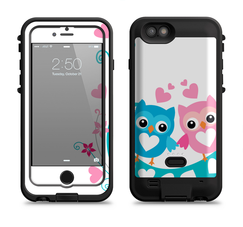 The Pink & Blue Vector Love Birds Apple iPhone 6/6s LifeProof Fre POWER Case Skin Set