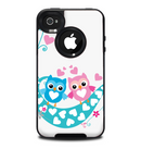 The Pink & Blue Vector Love Birds Skin for the iPhone 4-4s OtterBox Commuter Case