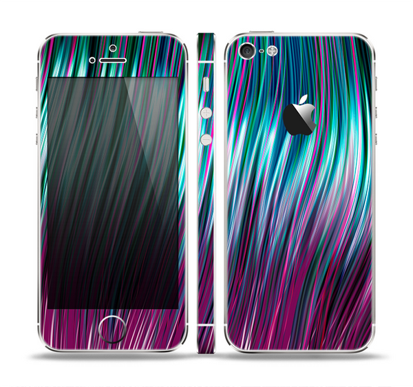 The Pink & Blue Vector Swirly HD Strands Skin Set for the Apple iPhone 5