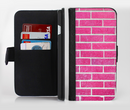 The Pink Brick Wall Ink-Fuzed Leather Folding Wallet Credit-Card Case for the Apple iPhone 6/6s, 6/6s Plus, 5/5s and 5c