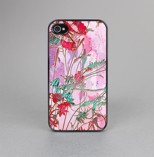 The Pink Bright Watercolor Floral Skin-Sert for the Apple iPhone 4-4s Skin-Sert Case