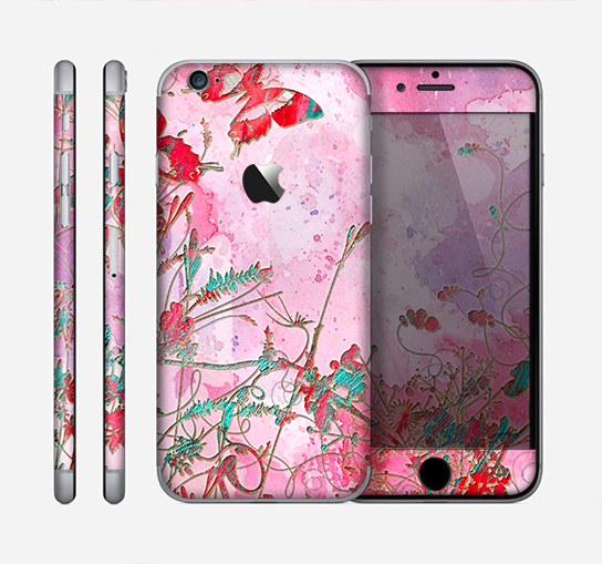 The Pink Bright Watercolor Floral Skin for the Apple iPhone 6