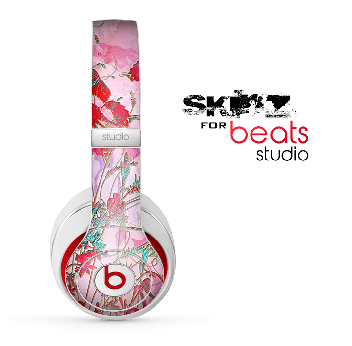 The Pink Bright Watercolor Floral Skin for the Beats Studio for the Beats Skin