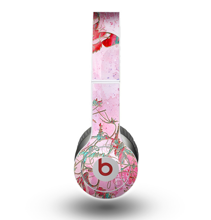 The Pink Bright Watercolor Floral Skin for the Beats by Dre Original Solo-Solo HD Headphones