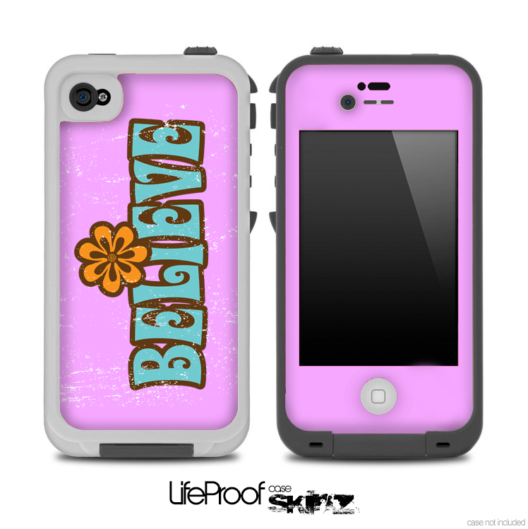 The Pink Brown Blue Believe Vintage V2 Skin for the iPhone 4 or 5 LifeProof Case