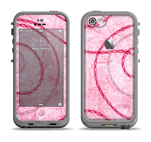 The Pink Chain Stitch Apple iPhone 5c LifeProof Fre Case Skin Set