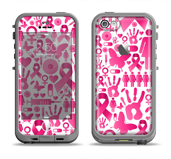 The Pink Collage Breast Cancer Awareness Apple iPhone 5c LifeProof Fre Case Skin Set