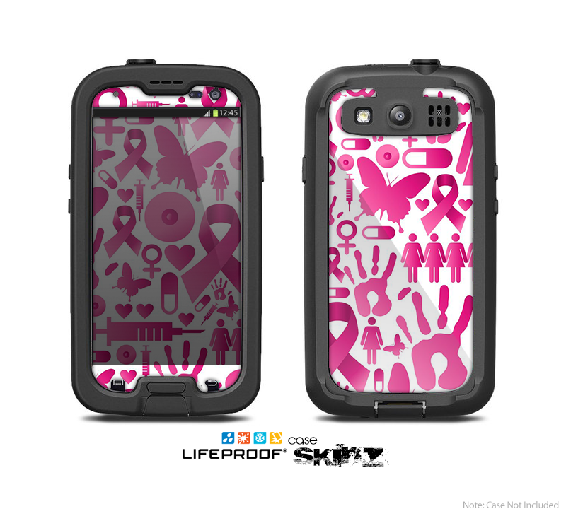 The Pink Collage Breast Cancer Awareness Skin For The Samsung Galaxy S3 LifeProof Case