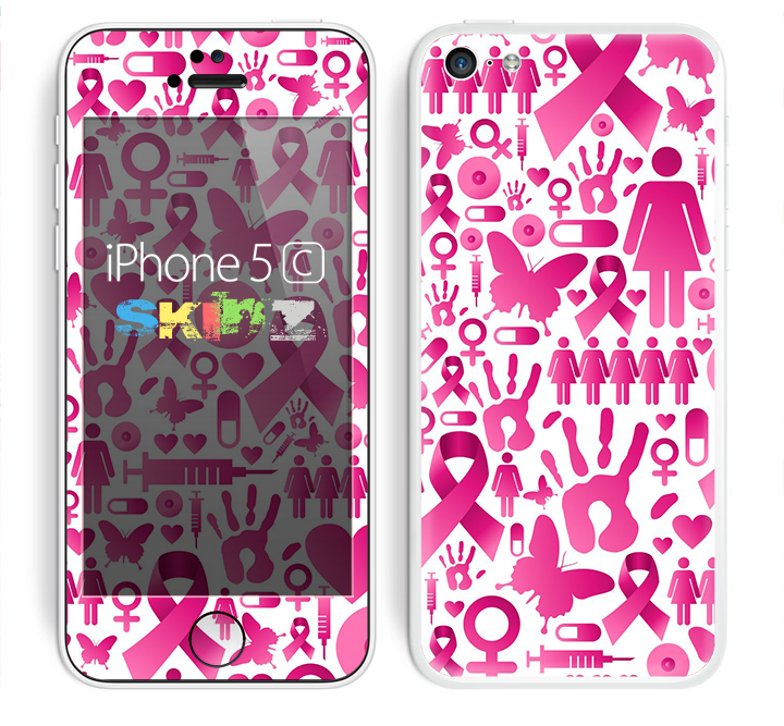 The Pink Collage Breast Cancer Awareness Skin for the Apple iPhone 5c