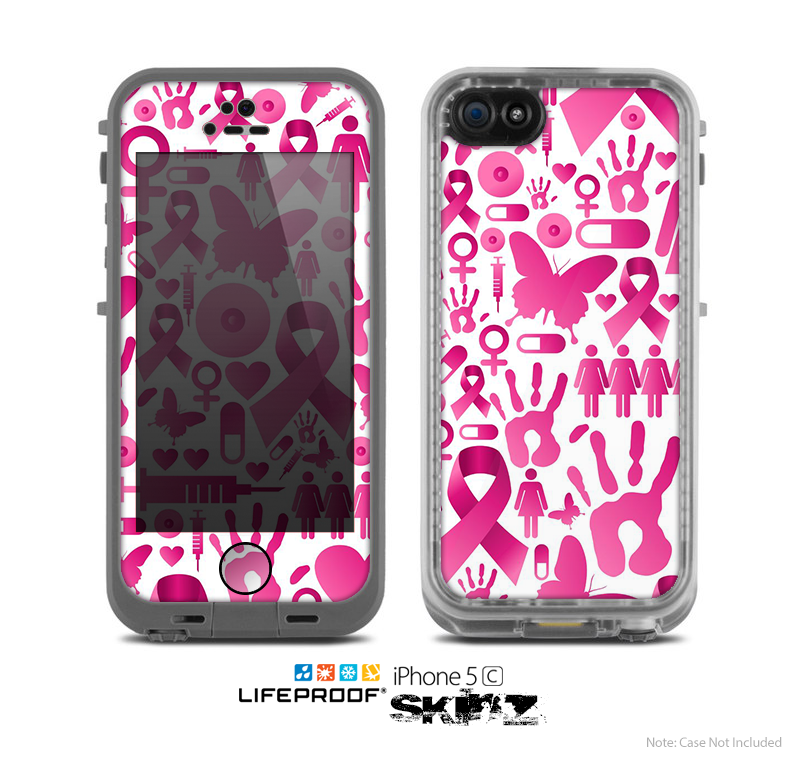 The Pink Collage Breast Cancer Awareness Skin for the Apple iPhone 5c LifeProof Case